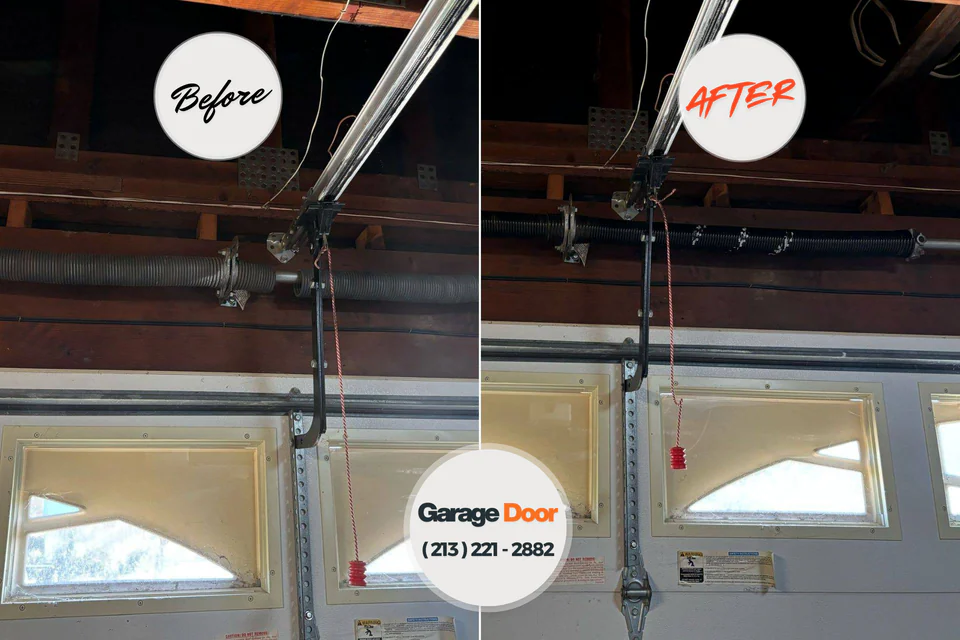 Before and after: garage door repair Millwood, WA